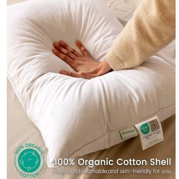 Alanzimo Goose Feathers Down Pillows Queen Size Set of 2, Hotel Collection Fluff - Picture 2 of 4